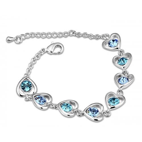 Bratara argint Layla, albastru deschis, Elemente Swarovski 