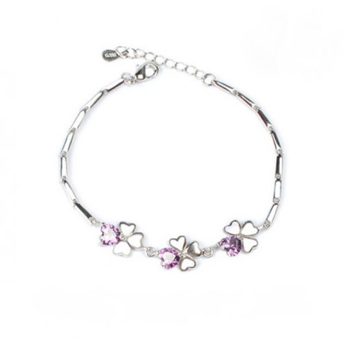 Bratara argint patru frunze cu noroc, Elemente Swarovski 