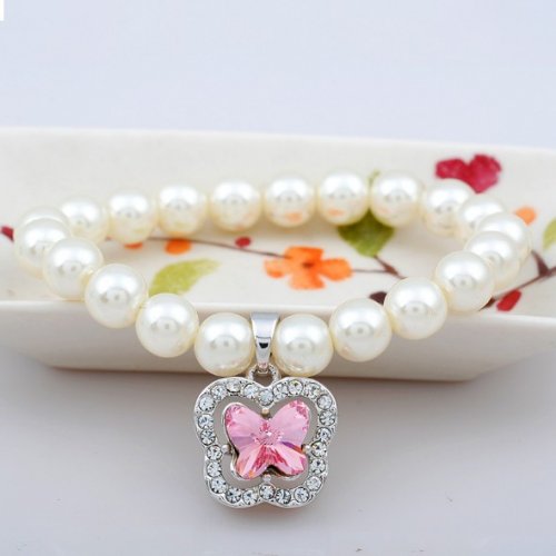 Bratara Pink Butterfly, Elemente Swarovski 