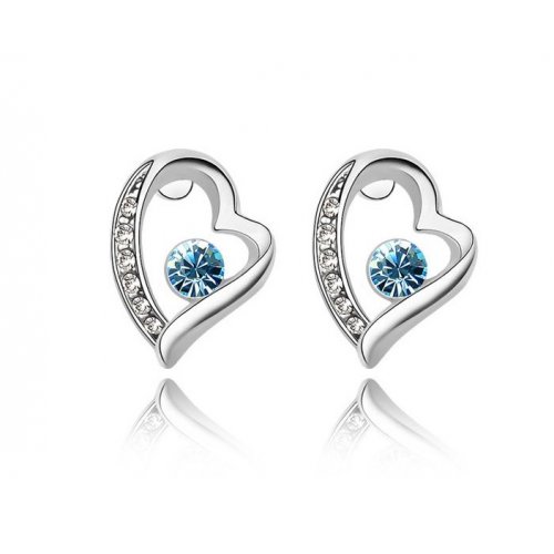 Cercei argint Quinn Heart, albastru, Elemente Swarovski 