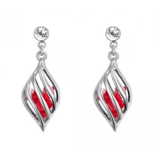 Cercei argint Bohemian, Rosu, elemente Swarovski