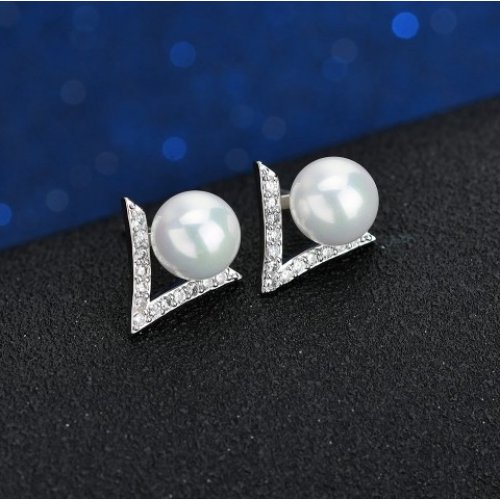 Cercei argint Royal ,alb, Elemente Swarovski 