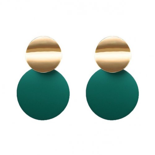 Cercei Denise Vintage, Verde, placat cu aur 14K