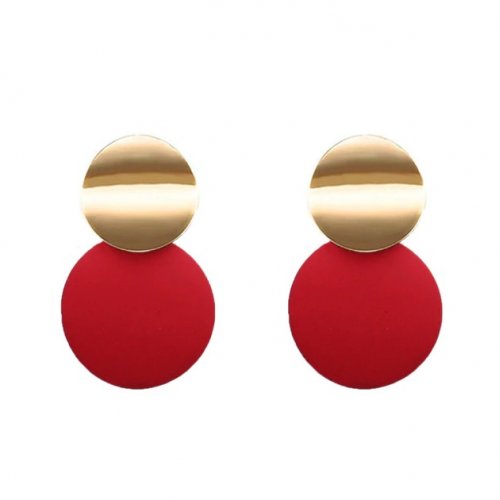 Cercei Denise Vintage, Rosu, placat cu aur 14K