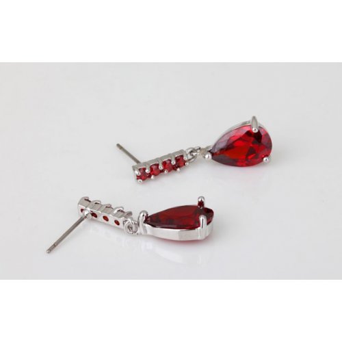 Cercei argint Lacrima, Rosu Ruby, Elemente Swarovski 