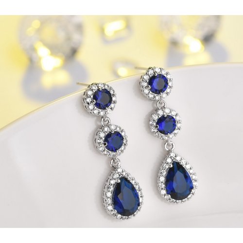 Cercei argint Lacrima Oceanului, Albastru, Elemente Swarovski 