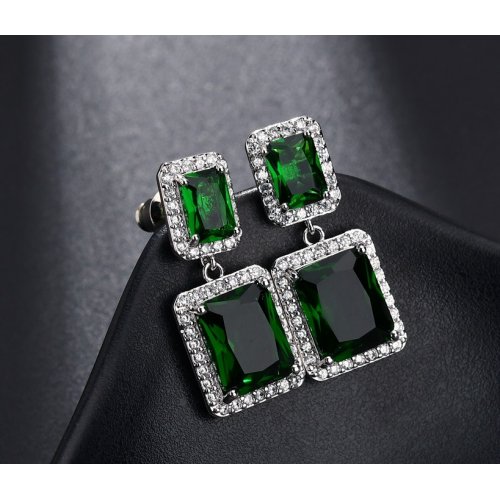 Cercei argint Misterul Oceanului, verde, Elemente Swarovski 