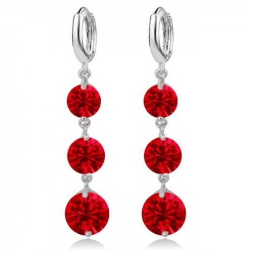 Cercei argint Lacrima, Rosu, Elemente Swarovski 