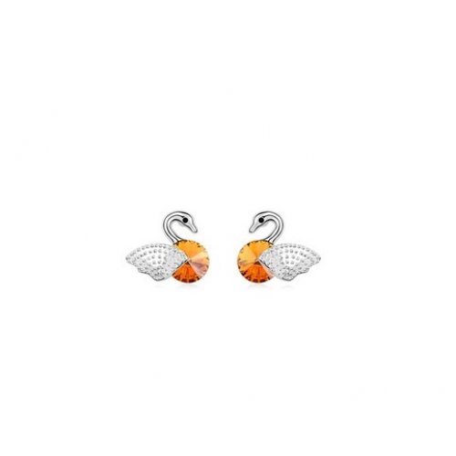 Cercei argint lebada Orange, Elemente Swarovski 