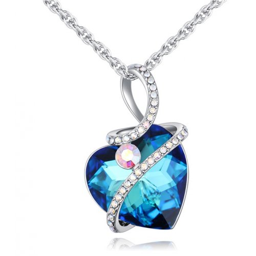 Colier Argint Aubrey, albastru, elemente Swarovski 