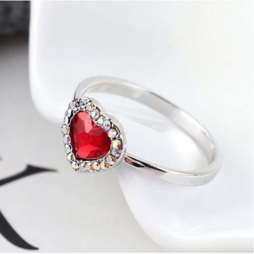 Inel de argint Abigail, Rosu, Elemente Swarovski 