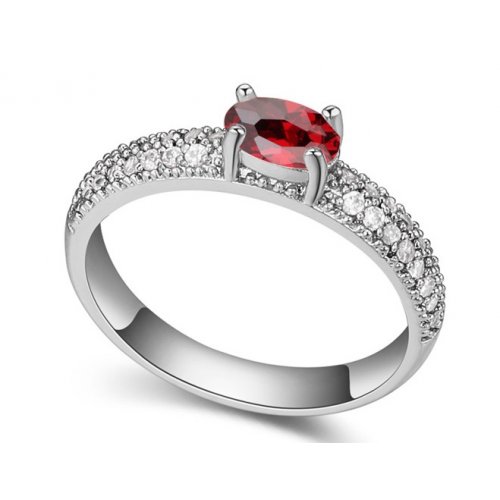 inel argint Veronica, Rosu, Elemente Swarovski 