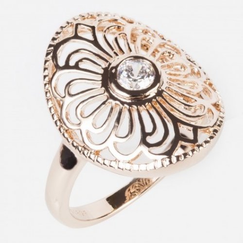 Inel Glorious Gold, placat cu aur 14K, Elemente Swarovski