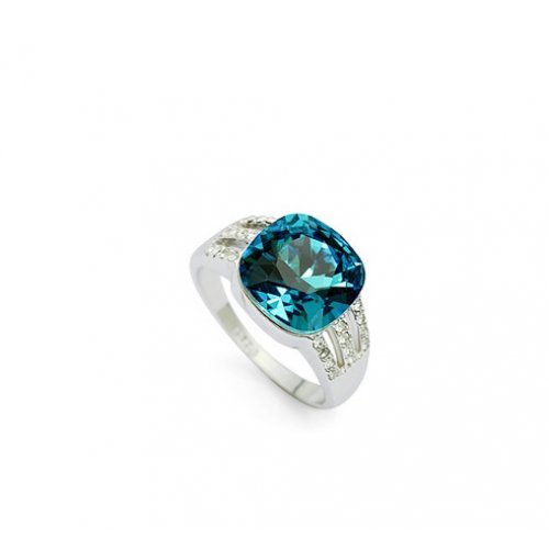 inel argint Frumusete, Aquamarine,Elemente Swarovski