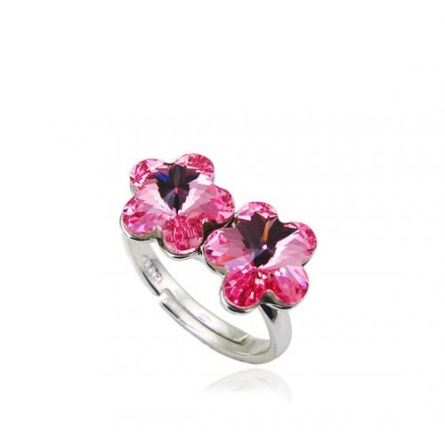 Inel argint Maria, roz, Elemente Swarovski 