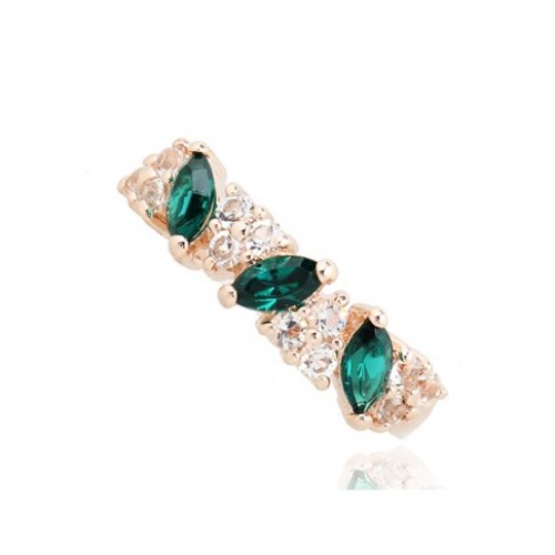 Inel Bliss, verde emerald, placat cu aur 9K