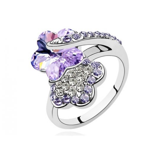 Inel argint Jolene, mov Elemente Swarovski 