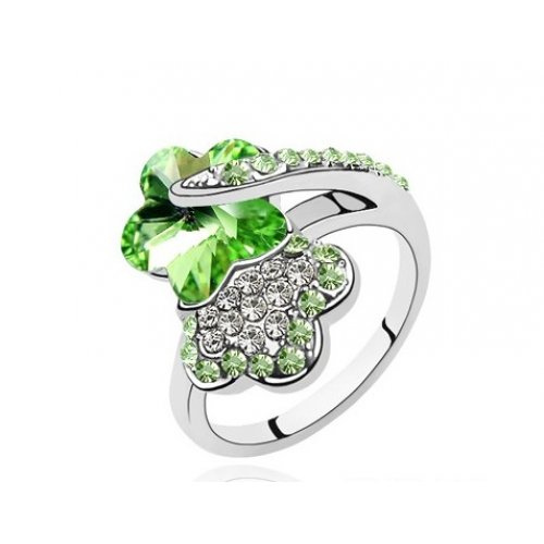 Inel argint Jolene, verde, Elemente Swarovski 