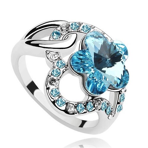 Inel argint, Cerul, albastru, Elemente Swarovski 