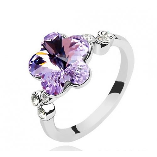 Inel argint Lovely Purple Flower, Elemente Swarovski 