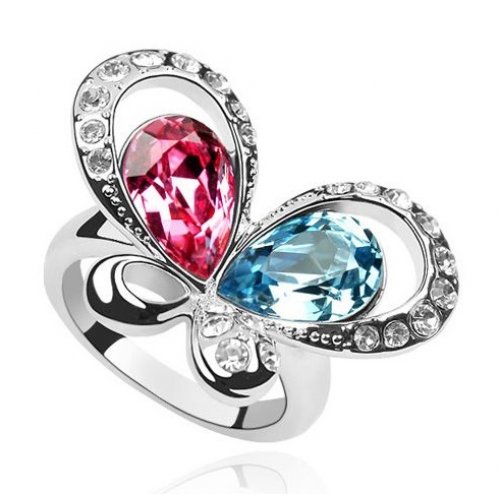 Inel argint Magnetic, albastru, Elemente Swarovski 