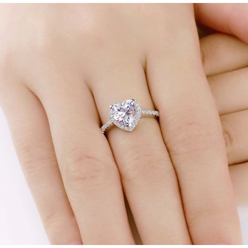 Inel argint de logodna cu diamant Zircon 4 carate, Marime 8