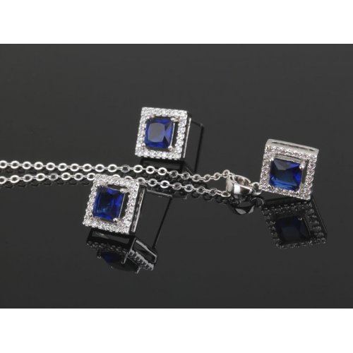 Set argint Forsaken Blessing, albastru, Elemente Swarovski 