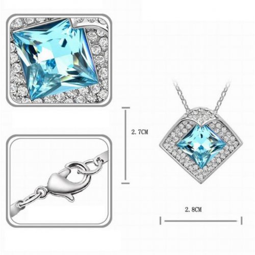 Set de argint romb acvamarin, cu elemente Swarovski