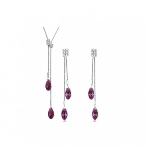 Set argint Amethyst Lung, Elemente Swarovski 