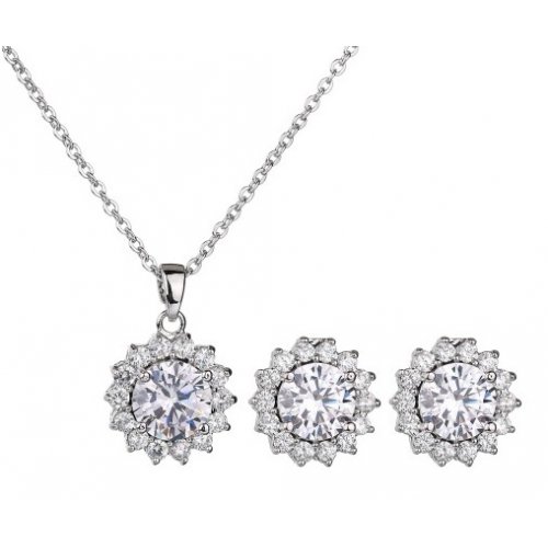 Set argint Blossom, alb, Elemente Swarovski Set argint Blossom, alb, Elemente Swarovski