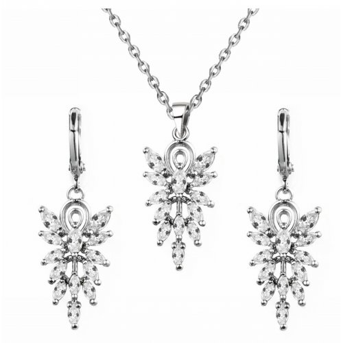 Set Cercei+Pendativ, argint Hymn, alb, Elemente Swarovski Set Cercei+Pendativ, argint Hymn, alb, Elemente Swarovski