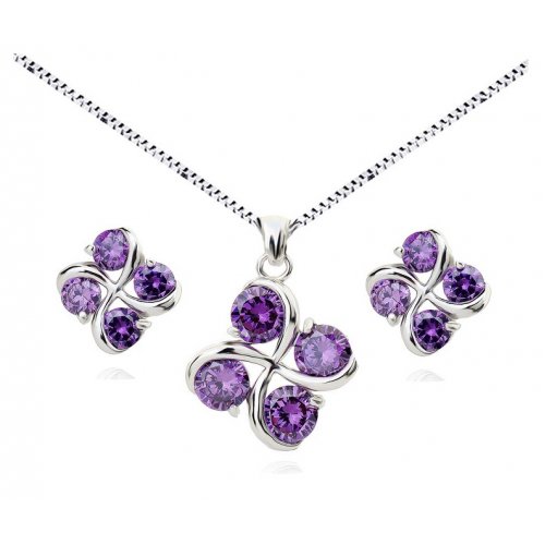 Set argint Faith, Mov, Elemente Swarovski 