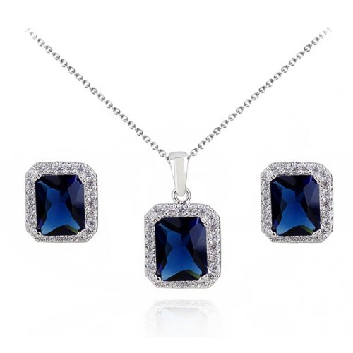 Set argint Anastasia cu elemente Swarovski, albastru Set argint Anastasia cu elemente Swarovski, albastru