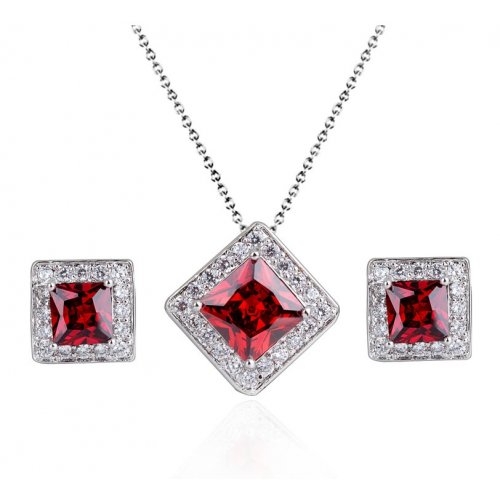 Set argint Vibrant, Rosu, Elemente Swarovski Set argint Vibrant, Rosu, Elemente Swarovski