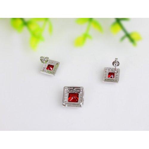 Set argint Vibrant, Rosu, Elemente Swarovski 