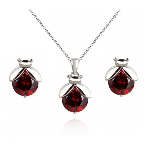 Set argint Buburuza, Elemente Swarovski 