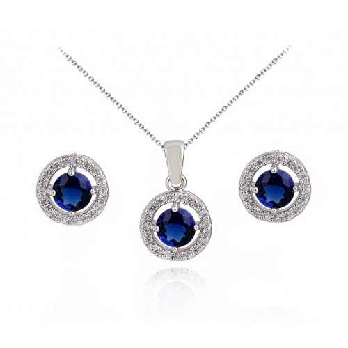 Set argint Heavenly, Albastru, Elemente Swarovski 