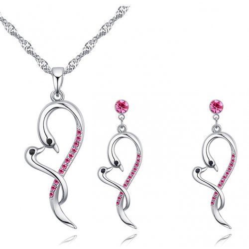 Set argint Alison cu elemente Swarovskiv, roz Set argint Alison cu elemente Swarovskiv, roz
