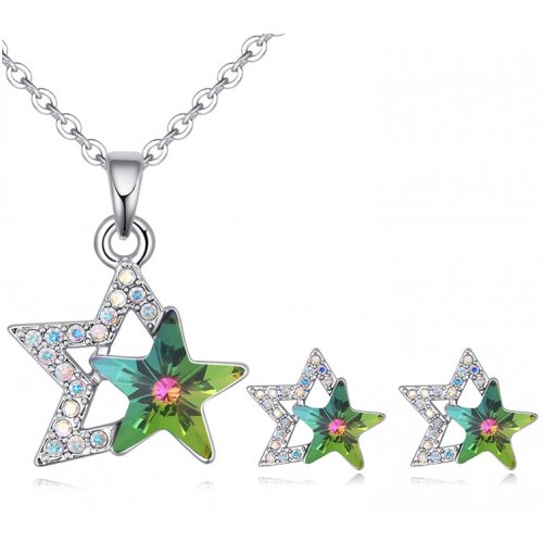 Set argint Stea, Elemente Swarovski Set argint Stea, Elemente Swarovski