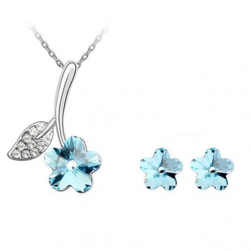 Set argint Hermione, albastru deschis, Elemente Swarovski 