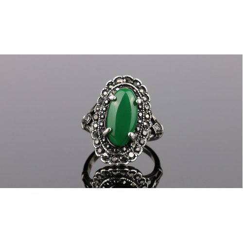 Set argint Vivienne Vintage, verde emerald, Marime 8