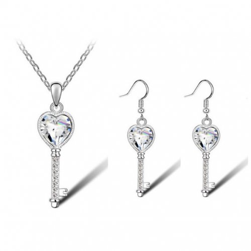 Set argint Shining, Alb, Elemente Swarovski 