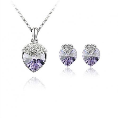 Set argint Scarlett, mov deschis, Elemente Swarovski