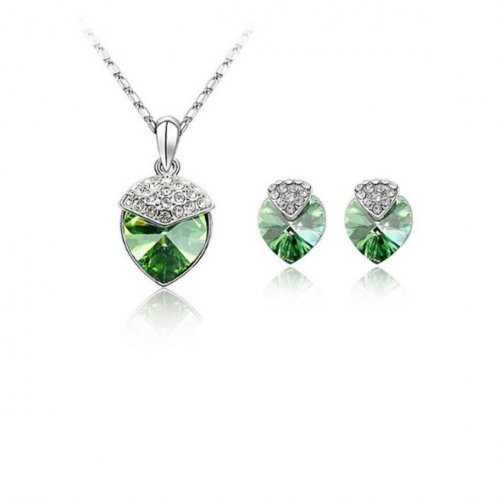 Set argint Scarlett, Verde, Elemente Swarovski
