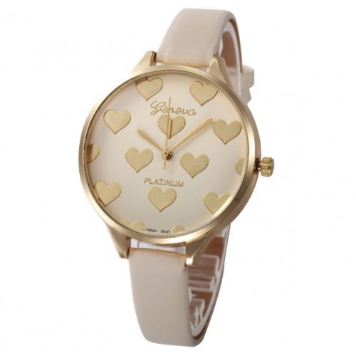 Ceas femei Inima, Crem Quartz