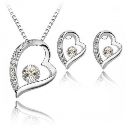 Set argint Cynthia Inima, Elemente Swarovski 