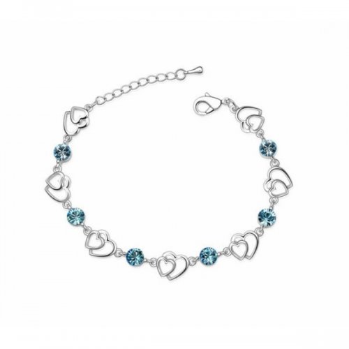 Bratara argint inima dubla, Elemente Swarovski 