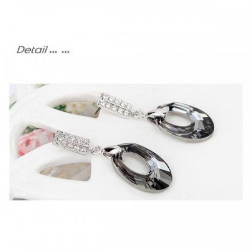 Cercei argint Amazing, negru, Elemente Swarovski 