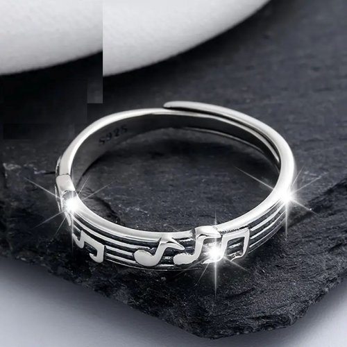 Inel argint cu note muzicale Music Lovers 17mm