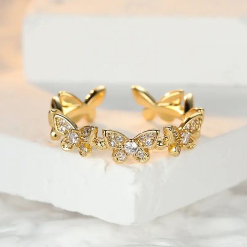 Inel femei placat cu aur 14k Zirconia Butterfly Inel femei placat cu aur 14k Zirconia Butterfly